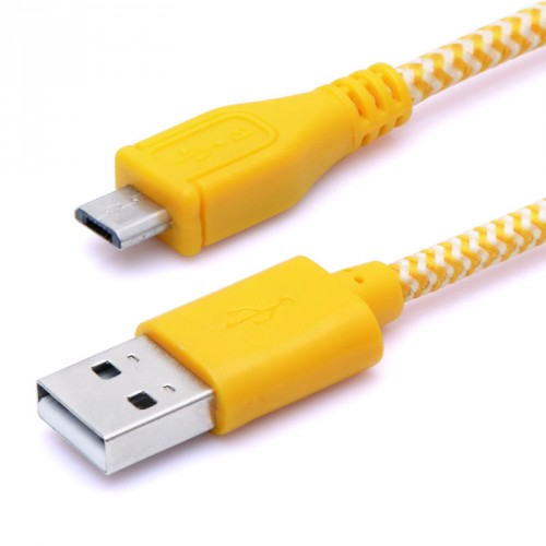 Micro USB 2.0 Charge and Sync Cable Yellow Color