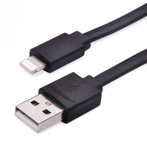 Flat Lighting Charge and Sync Cable Black Color