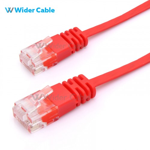 Slim Flat CAT.6 Ethernet Network Patch Cord - Red