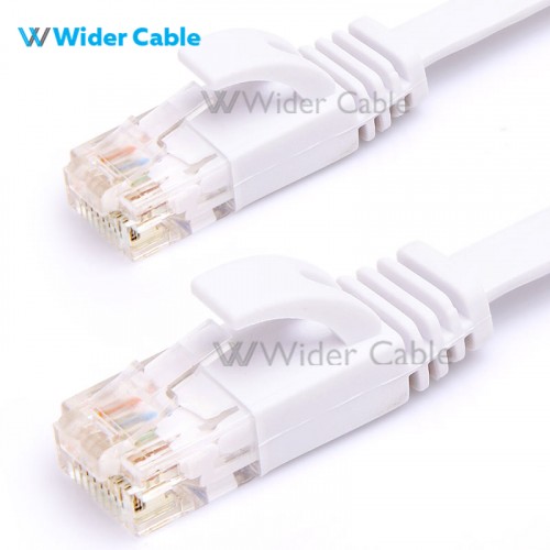 Snagless Flat CAT6 UTP 250MHz Bare Copper Ethernet Network Patch Cable White Color