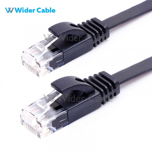 Snagless Flat CAT6 UTP 250MHz Bare Copper Ethernet Network Patch Cable Black Color