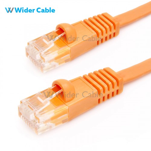 Snagless Flat CAT6 UTP 250MHz Bare Copper Ethernet Network Patch Cable Orange Color