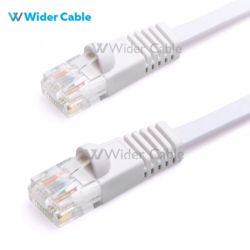 Snagless Flat CAT6 UTP 250MHz Bare Copper Ethernet Network Patch Cable White Color