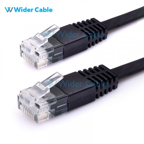 Super Flat CAT6 250MHz Bare Copper Ethernet Network Cable Black Color