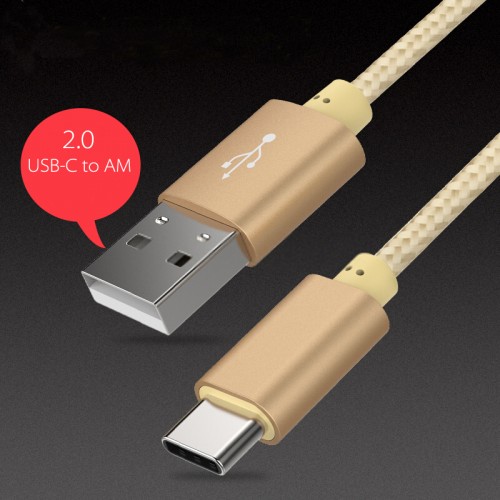 USB-C to USB-A Cable for Power and Data Gold Color