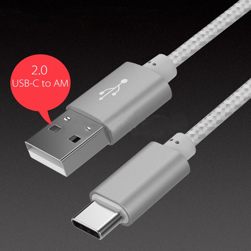 USB Type-C to Type-A Cable Sliver Color for  LG, HTC, Huawei, and even Samsung