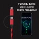 USB-C+Micro(Two in One) Cable Red Color