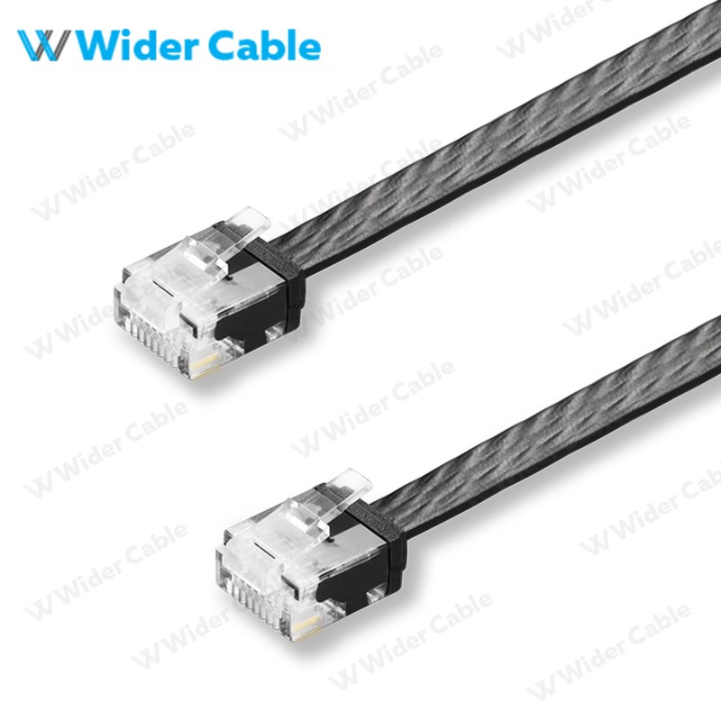 Snagless Flat CAT6 UTP 250MHz Bare Copper Ethernet Network Patch Cable Black Color