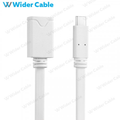 USB 3.0 Flat High Speed USB C To USB Type A Female Cable White Color