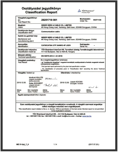 Wider Cable - TUV - Ethernet, PoE, and USB Cable Manufacturer - China and Vietnam